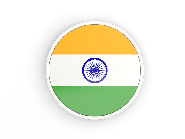 Round icon with white frame. Download flag icon of India at PNG format