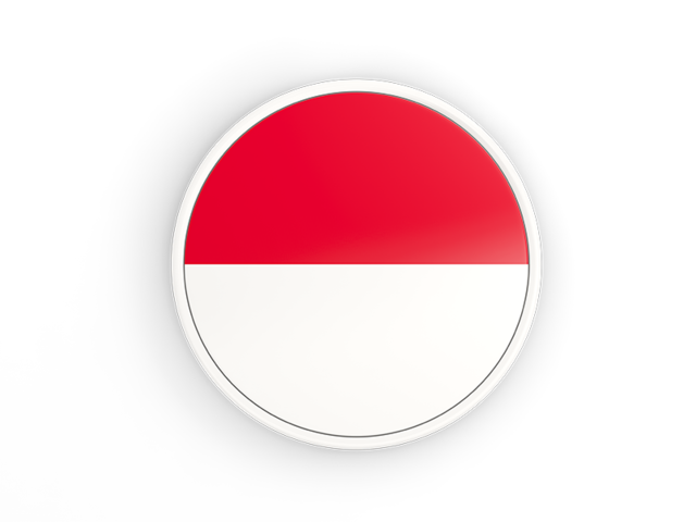 Round icon with white frame. Illustration of flag of Indonesia