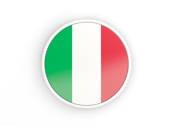 Round Icon With White Frame Illustration Of Flag Of Italy