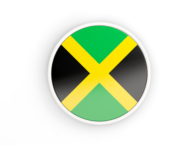 Круглая иконка с белой рамкой. Скачать флаг. Ямайка