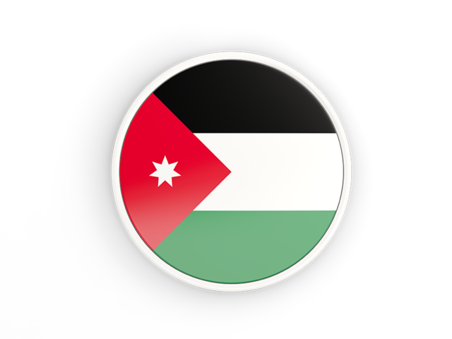 Round icon with white frame. Download flag icon of Jordan at PNG format