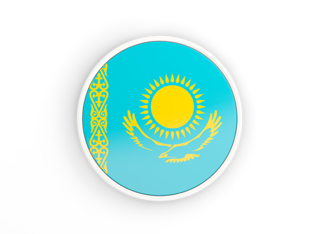 Round icon with white frame. Download flag icon of Kazakhstan at PNG format