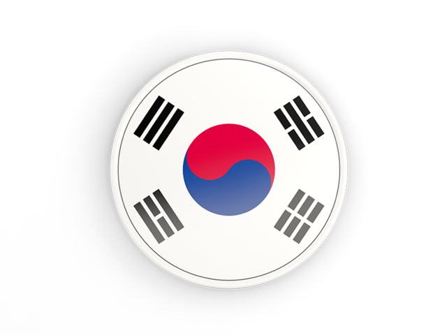 Круглая иконка с белой рамкой. Скачать флаг. Южная Корея