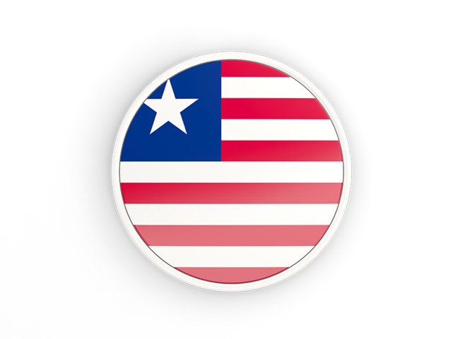 Round icon with white frame. Download flag icon of Liberia at PNG format