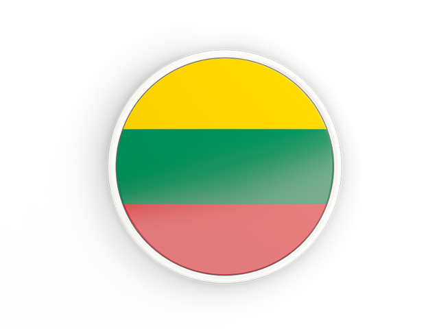 Круглая иконка с белой рамкой. Скачать флаг. Литва
