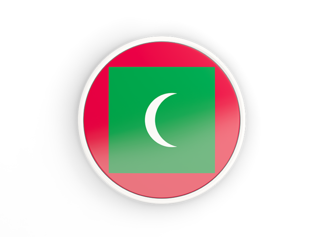 Круглая иконка с белой рамкой. Скачать флаг. Мальдивы