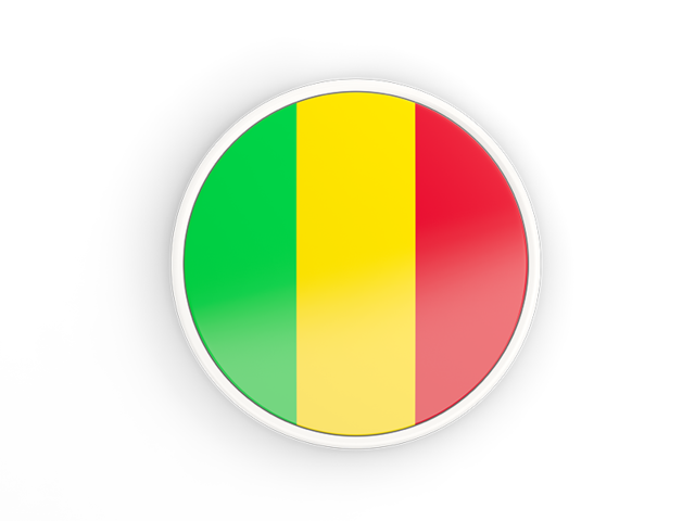 Round icon with white frame. Download flag icon of Mali at PNG format