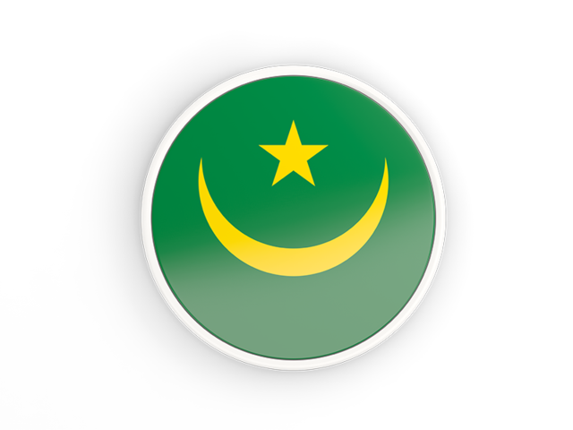 Круглая иконка с белой рамкой. Скачать флаг. Мавритания