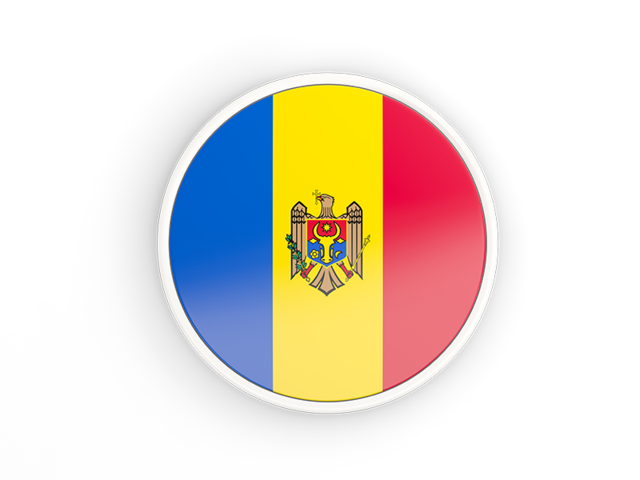 Round icon with white frame. Download flag icon of Moldova at PNG format