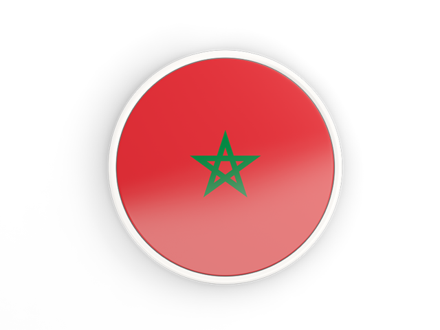 Round icon with white frame. Download flag icon of Morocco at PNG format