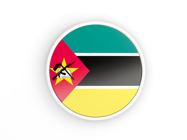 Round icon with white frame. Download flag icon of Mozambique at PNG format