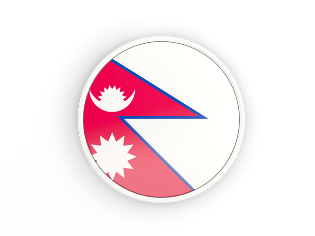 Круглая иконка с белой рамкой. Скачать флаг. Непал