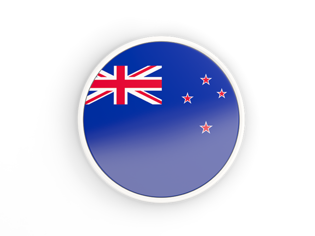 Круглая иконка с белой рамкой. Скачать флаг. Новая Зеландия