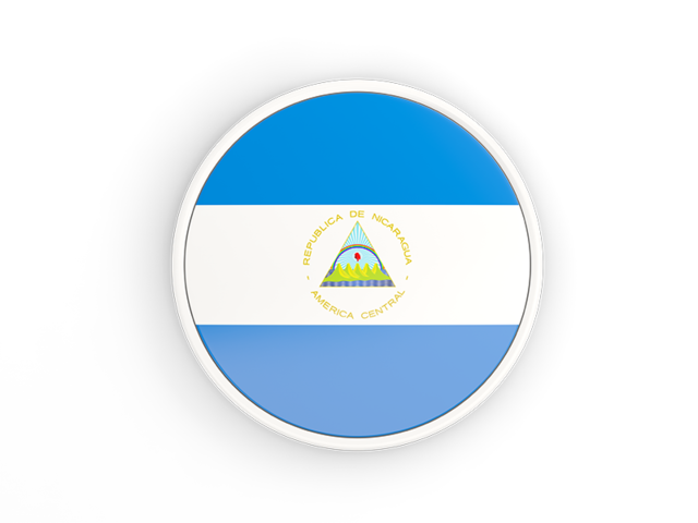 Круглая иконка с белой рамкой. Скачать флаг. Никарагуа