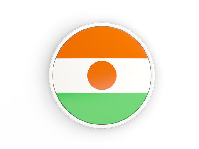 Round icon with white frame. Download flag icon of Niger at PNG format