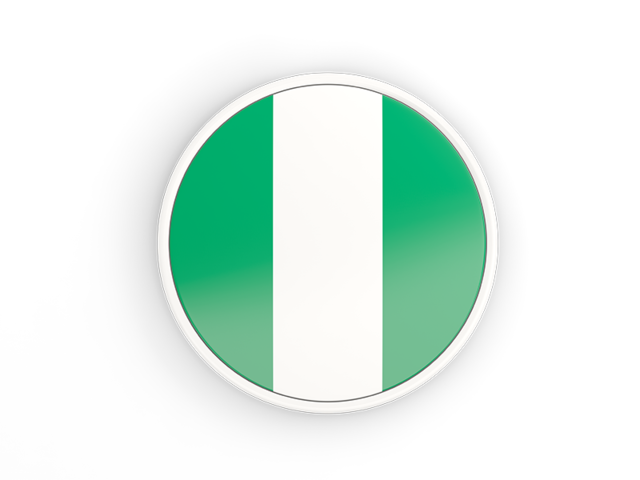 Круглая иконка с белой рамкой. Скачать флаг. Нигерия