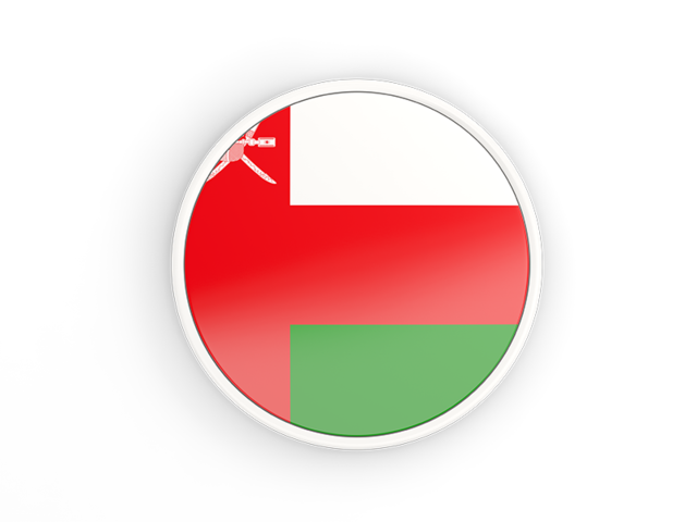 Round icon with white frame. Download flag icon of Oman at PNG format