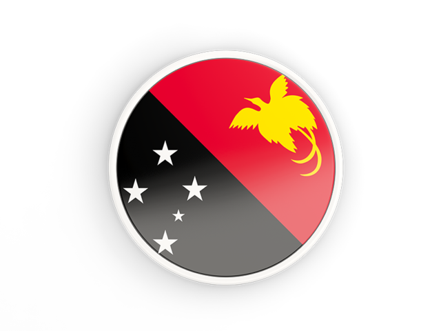 Круглая иконка с белой рамкой. Скачать флаг. Папуа — Новая Гвинея