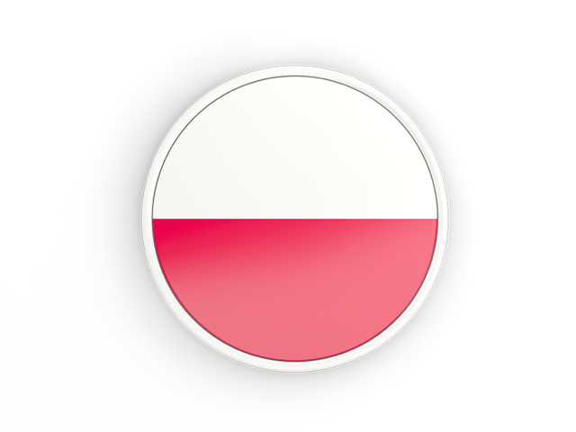 Round icon with white frame. Download flag icon of Poland at PNG format