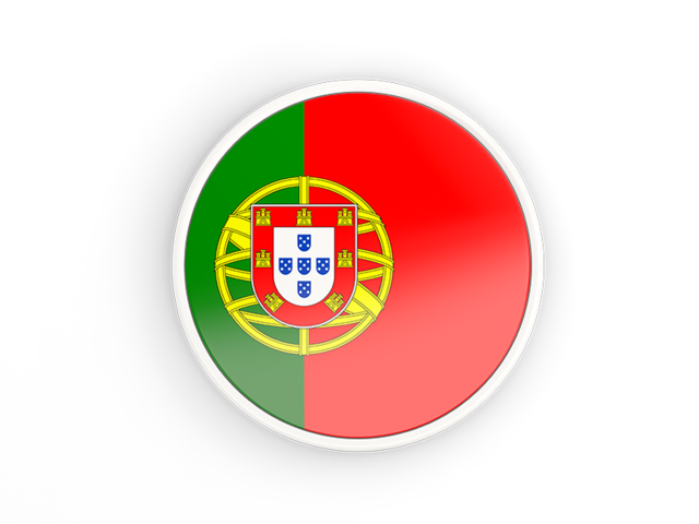 Round icon with white frame. Download flag icon of Portugal at PNG format