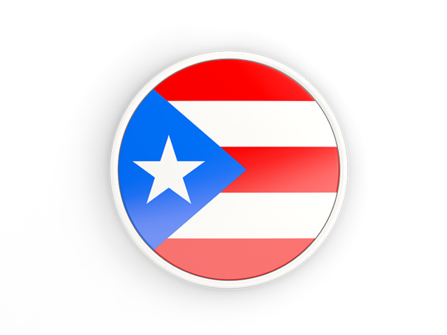 Round icon with white frame. Illustration of flag of Puerto Rico