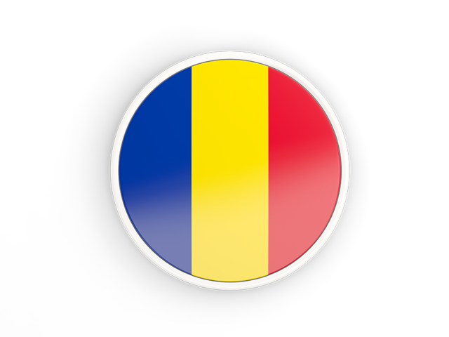 Круглая иконка с белой рамкой. Скачать флаг. Румыния