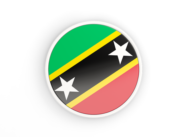 Круглая иконка с белой рамкой. Скачать флаг. Сент-Китс и Невис