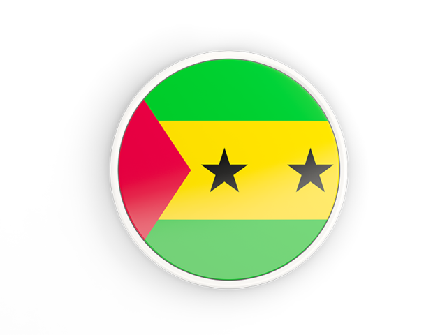 Round icon with white frame. Illustration of flag of Sao Tome and Principe
