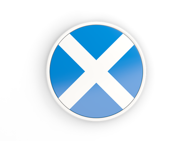 Круглая иконка с белой рамкой. Скачать флаг. Шотландия