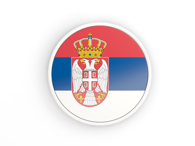 Round icon with white frame. Download flag icon of Serbia at PNG format