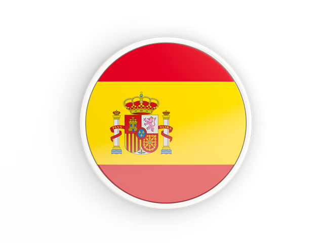 Round icon with white frame. Download flag icon of Spain at PNG format