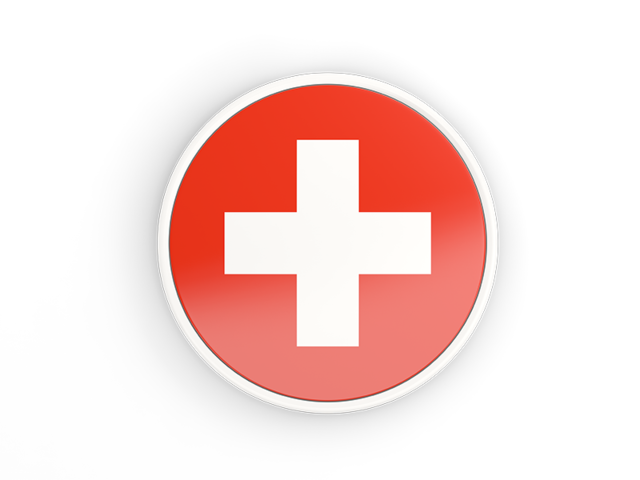 Круглая иконка с белой рамкой. Скачать флаг. Швейцария
