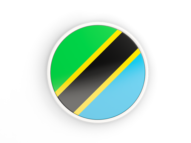 Round icon with white frame. Download flag icon of Tanzania at PNG format