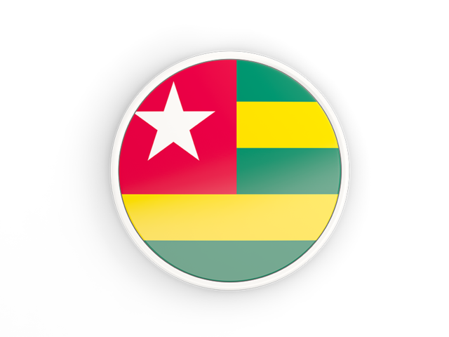 Round icon with white frame. Download flag icon of Togo at PNG format