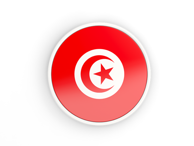 Round icon with white frame. Download flag icon of Tunisia at PNG format