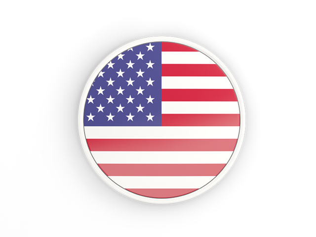 Round icon with white frame. Download flag icon of United States of America at PNG format