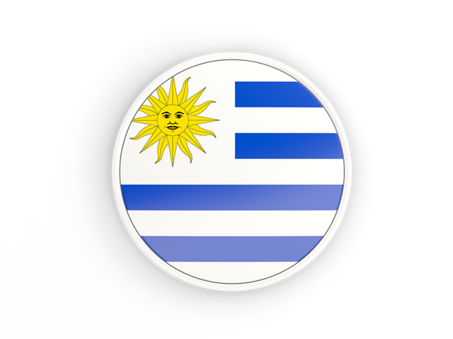 Round icon with white frame. Download flag icon of Uruguay at PNG format