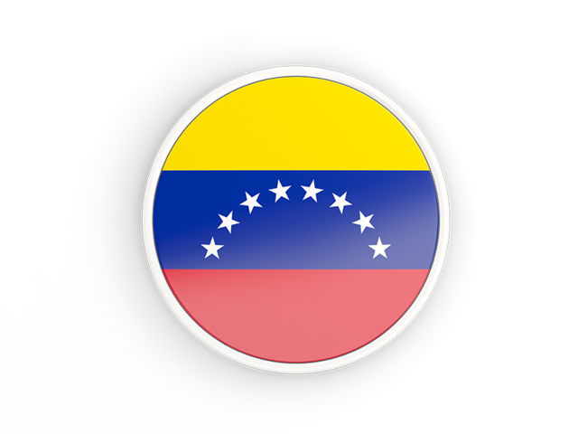Round icon with white frame. Download flag icon of Venezuela at PNG format