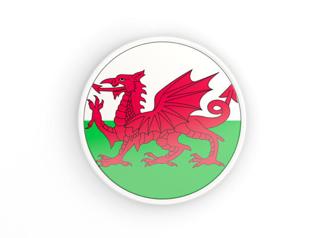 Round icon with white frame. Download flag icon of Wales at PNG format