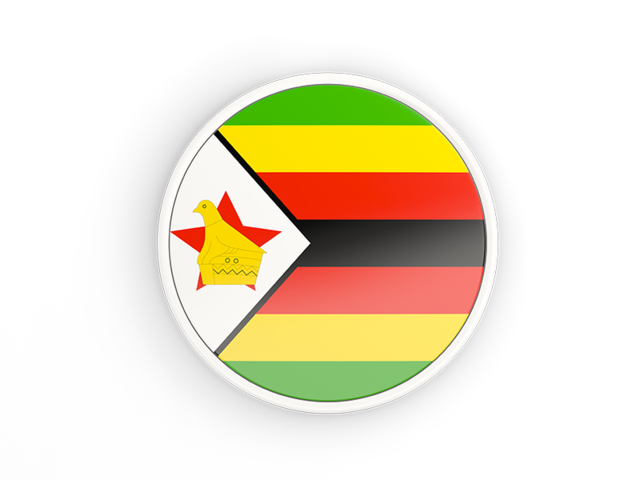 Round icon with white frame. Illustration of flag of Zimbabwe