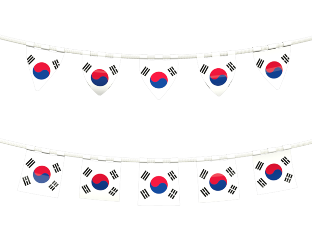 Ряд флажков. Скачать флаг. Южная Корея