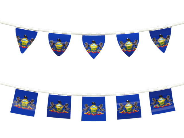 Rows of flags. Illustration of flag of Pennsylvania
