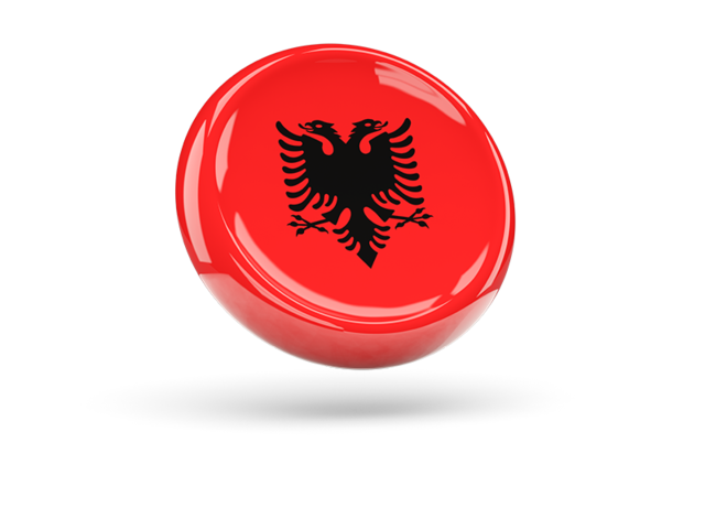 Блестящая круглая иконка. Скачать флаг. Албания