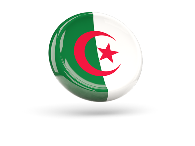 Shiny round icon. Download flag icon of Algeria at PNG format