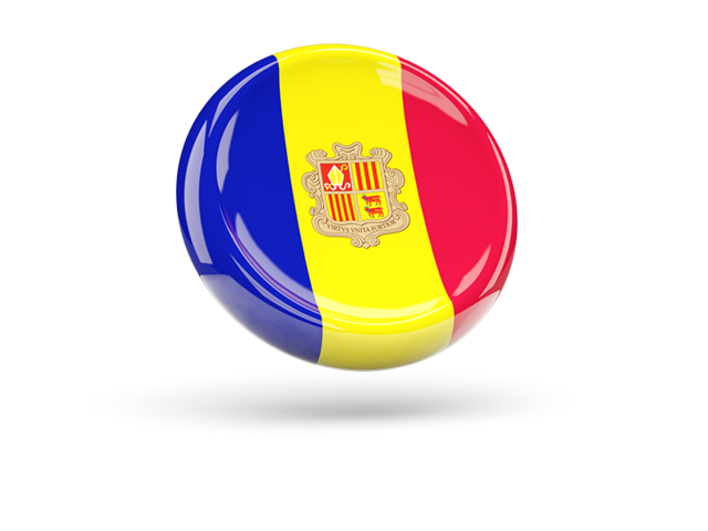 Shiny round icon. Download flag icon of Andorra at PNG format