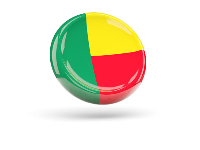 Shiny round icon. Download flag icon of Benin at PNG format