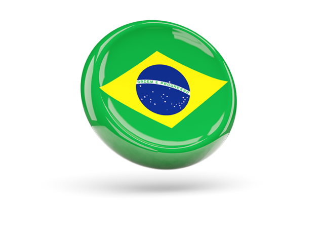 Блестящая круглая иконка. Скачать флаг. Бразилия