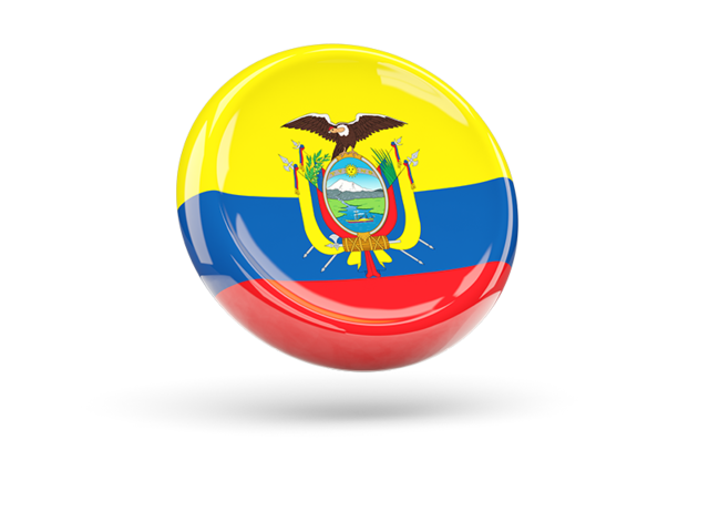 Блестящая круглая иконка. Скачать флаг. Эквадор