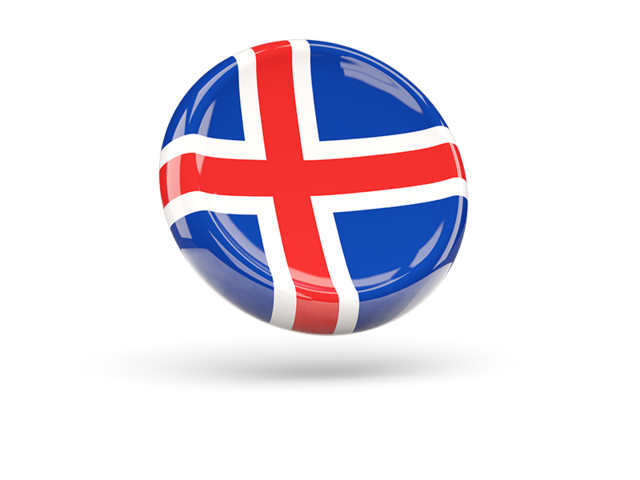 Блестящая круглая иконка. Скачать флаг. Исландия