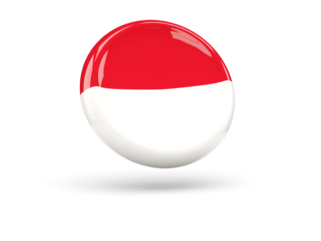 Shiny round icon. Illustration of flag of Indonesia